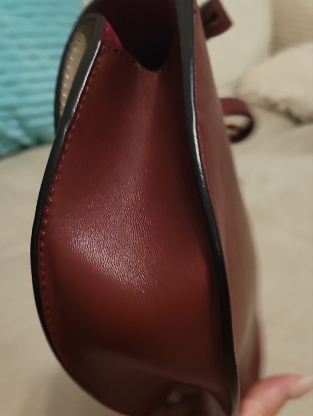 Chloé Georgia Saddle Bag In Burgundy - Picture 9 of 10